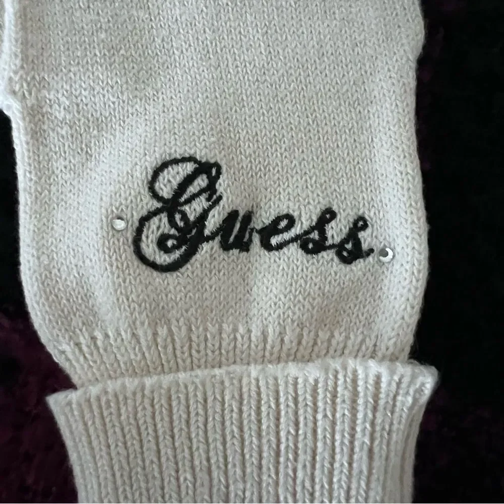 Guess Vintage White Knit Gloves OS